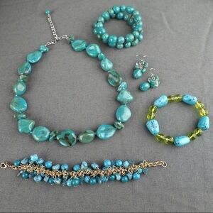 5 piece fashion turquoise jewelry bundle bracelets